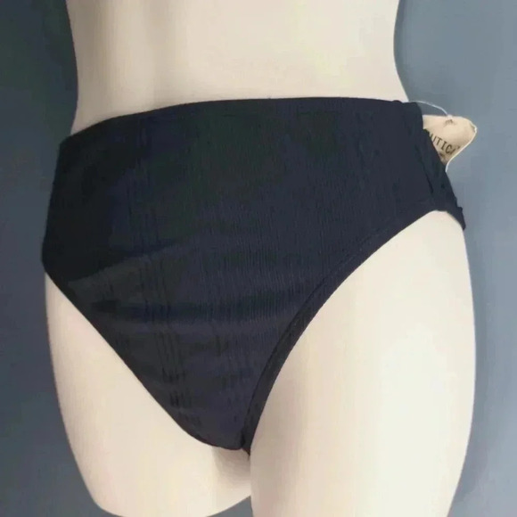 NWT NAUTICA Navy Cadet Blue with textured stripe Swim Bikini Bottom Size 10 - Picture 2 of 5